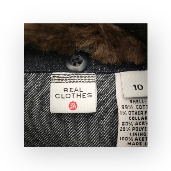 new Saks Fifth Avenue ✦ SFA S5A ✦ Vegan Fur Trim Denim Jacket ✦ Dark Indigo ✦ 10 - Picture 7 of 12